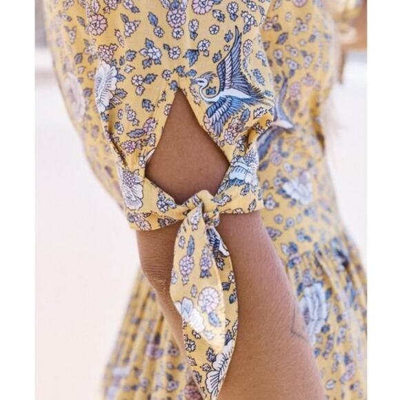 AUGUSTE X REVOLVE Valentina Boho Mini Dress in Floral Bird Yellow US Size 2 - Picture 4 of 13